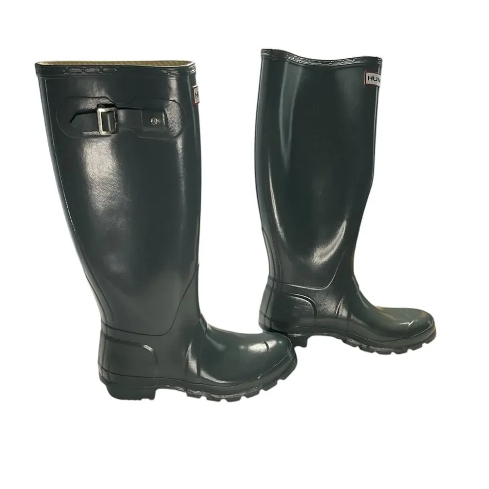 Hunter Women’s Original Tall Gloss Gray Rain Boots Size 6